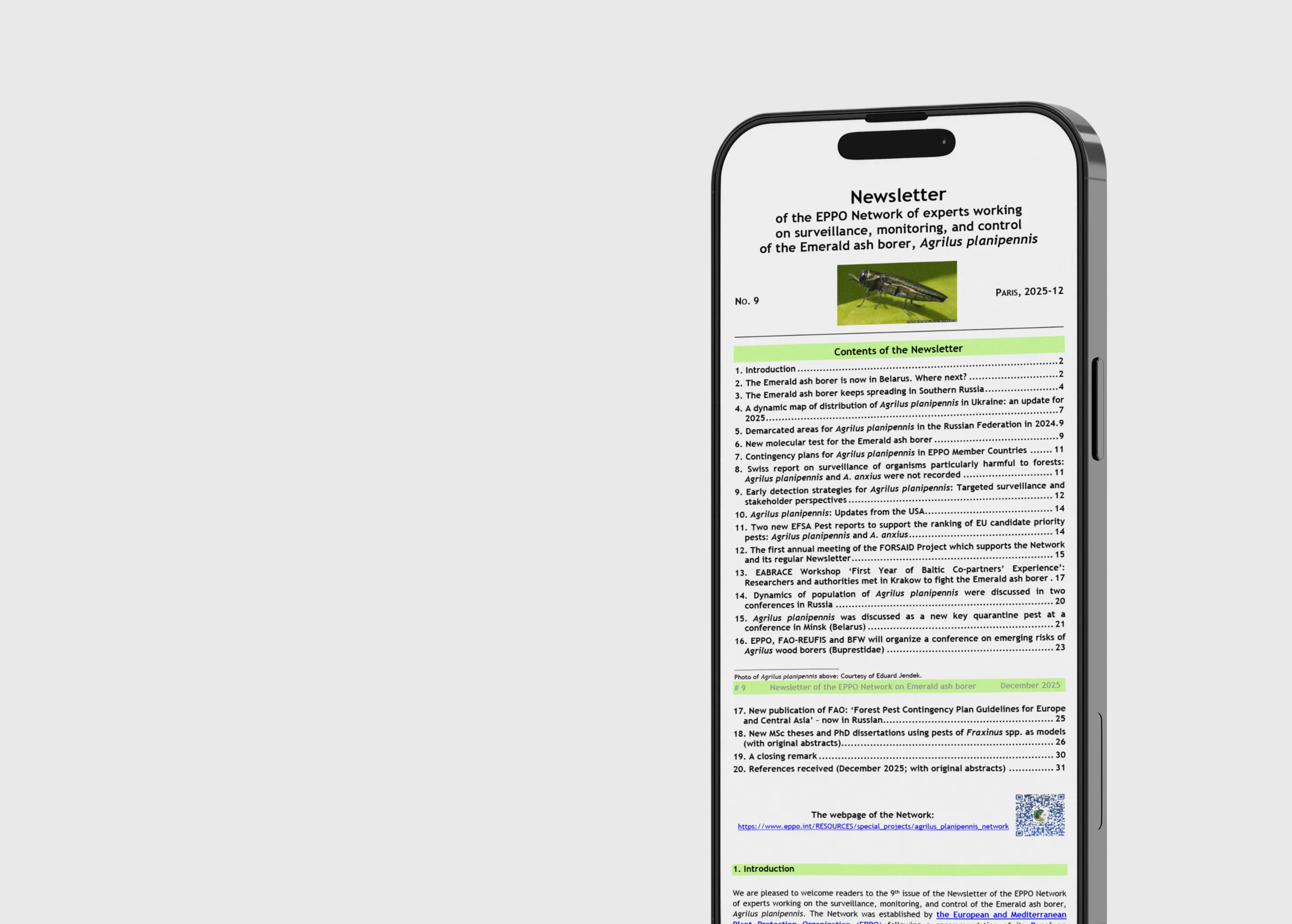 EPPO Emerald Ash Borer Network Newsletter #9 newsletter cover